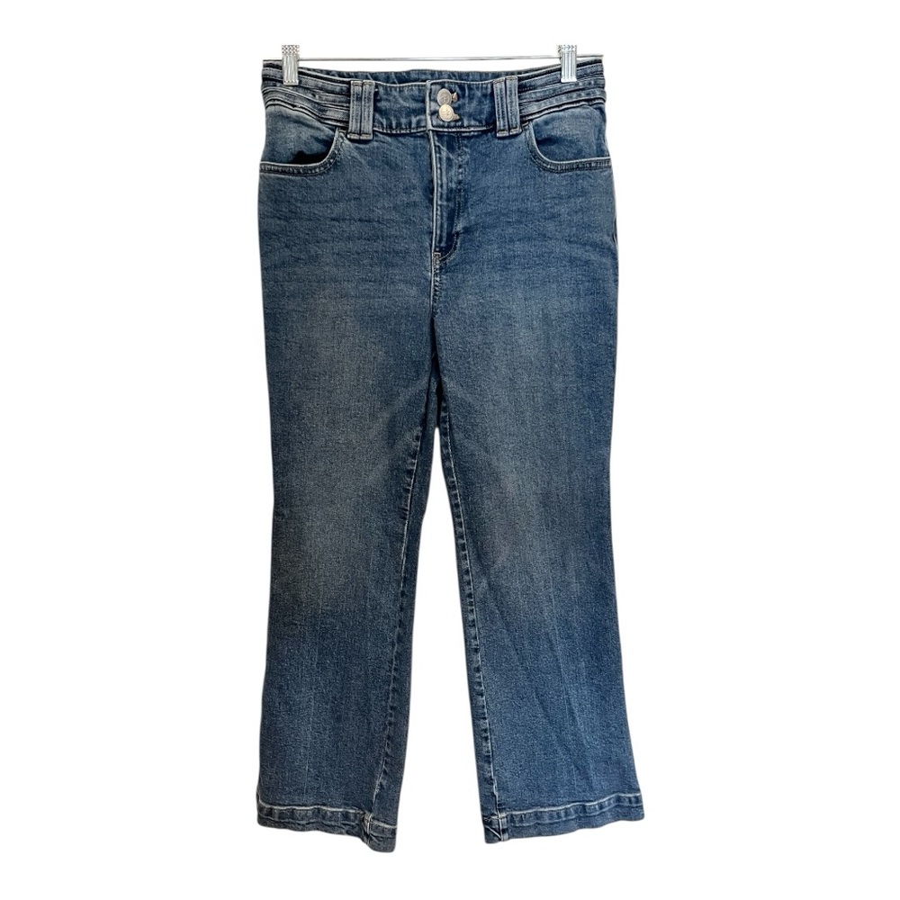 Talbots flare leg high waist jeans in classic blue size 8 petite
